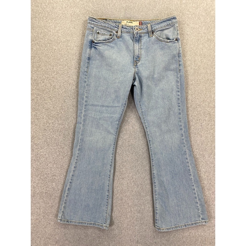 Y2K 2005 Levi's 519 Mid Rise Flare Jeans Women Jr Sz 13 Blue Stretch Denim 32X29